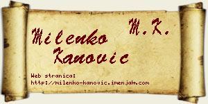 Milenko Kanović vizit kartica